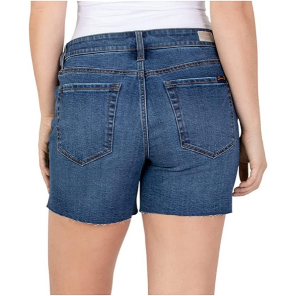 Seven7 Womens 5" Inseam Cut Hem Weekend Denim Short Wildfire NWT - Picture 2 of 4